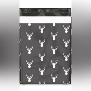 POLYMAILERS (10)Charcoal Deer Heads 🦌/Christmas Designer Premium Poly Mailers